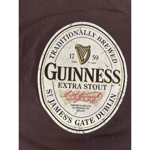 Guinness Beer Graphic T-shirt Men Medium Brown Short Sleeve - Picture 2 of 6